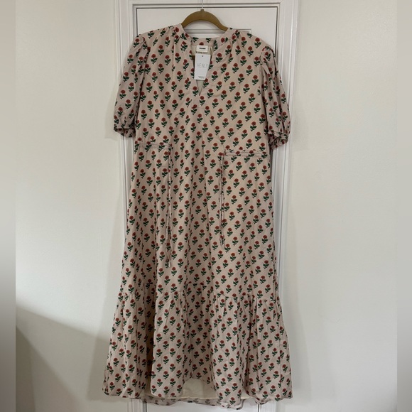 AUREUM Rose Print Puff Sleeve Midi Dress - Picture 3 of 7